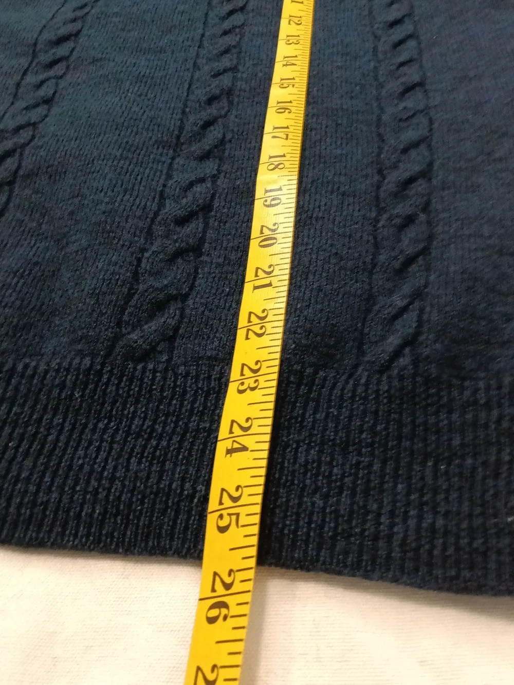 J. Crew Cable-Knit Crewneck Wool Med Slim Sweater Navy Blue Elbow Patches